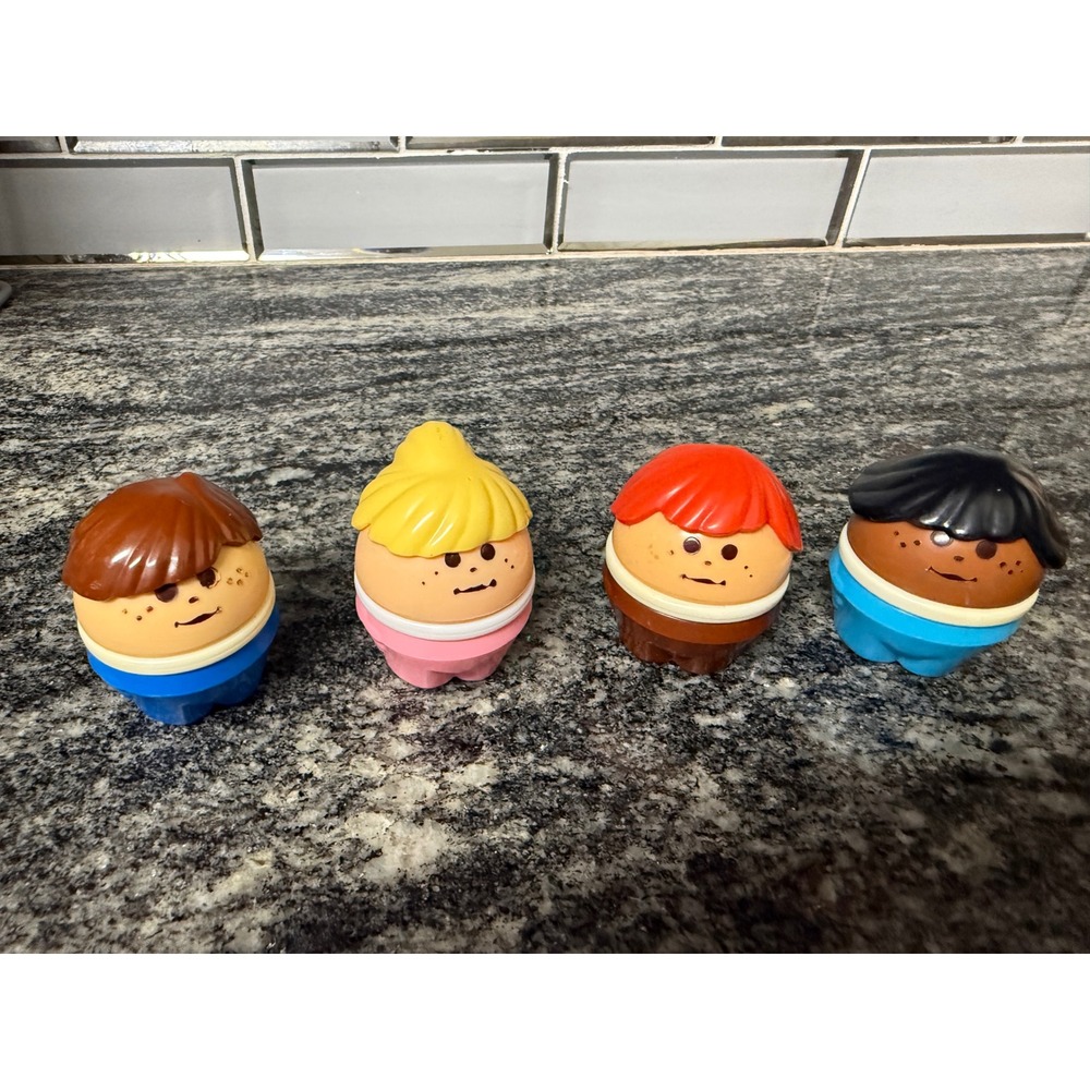 Vintage Fisher Price Luvsters Roly Poly Egg Figures Set of 4 1980s Toys